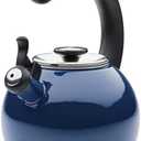 Circulon Enamel on Steel Whistling Teakettle/Teapot With Flip-Up Spout, 2 Quart - Navy