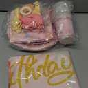 Pastel Pink Birthday Party Supplies Set - Plates, Cups, Napkins, Balloms and Happy Birthday Banner, for 16 Persons, Pattern May Vary