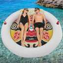 Sunikko X 73"x73" Inflatable Tanning Pool Floats Lounger Bed for Adults, Lucky Design XL Round Blow Up Pool Raft with Cup Holders, Pillow, 500lb, Sunbathing, Pool, Beach, Lake, Backyard Party (White)