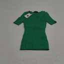 ZESICA Women's 2025 Short Sleeve Square Neck T Shirts Slim Fitted Summer Ribbed Knit Basic Casual Tee Tops (Medium, Green)