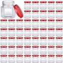 Nuogo 100 Pack 1.5oz Mini Hexagon Glass Jars Bulk for Wedding Small Honey Jars with Lids for Spice Canning Mason Gifts Candy Honey Wedding Party Favors DIY Crafts (Red)