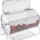 7.09" X 4.72" Small Raffle Drum Upgraded Ticket Spinner Holds 600 Tickets Raffle Wheel Spinner with Stand Drum Cage for Games Events(Silver)