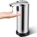 Automatic Soap Dispenser, Stainless Steel Dish Soap Dispenser with Infrared Sensor and Waterproof Base, 3 Levels Adjustable, Touchless Sensor Liquid Soap Pump Dispenser, Liquid Dispenser for Bathroom