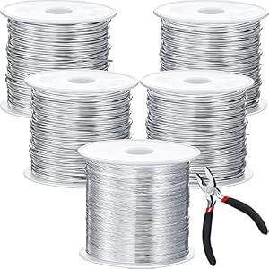 Funrous 5 Rolls 5 Size Jewelry Wire 18, 20, 22, 24, 26 Gauge Copper Wire Kit Jewelry Beading Bendable Craft Metal for Making Crafts, Sculpting with a Pliers(Silver)