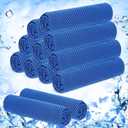 Hosuly Pack of 12 Cooling Towels for Hot Weather Soft Breathable Cold Towel Yoga Towels for Sweat, Sports, Workout, Fitness, Gym, Running, Travel Camping, 12 x 40 Inch (Dark Blue)
