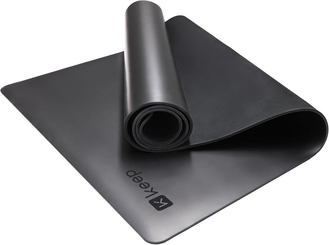 Keep Premium Yoga Mat- 5mm Thick Non Slip Anti-Tear Fitness Mat for Hot Yoga, Pilates & Stretching Home Gym Workout, Black