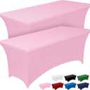 Pureegg Spandex Tablecloth 6ft - 2 Pack, Fitted and Tight Cloth for Rectangle Table, Wrinkle-Free and Stretch Table Cover for Party, Wedding, Banquet and Birthday, Pink