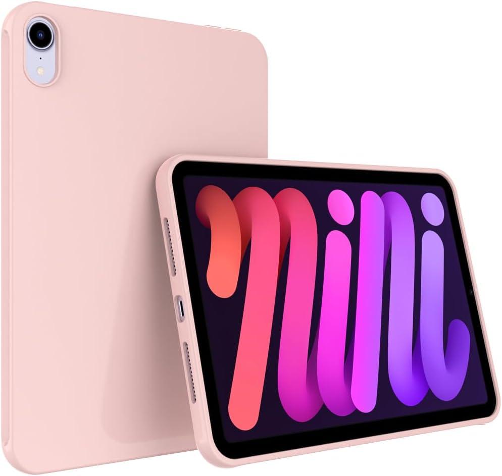 Callyue Slim Case for iPad mini 6 8.3 Inch 2021 iPad mini 6th Generation, iPad mini 7 2024 Case (A17 Pro), Ultra Thin Lightweight Matte Soft Flexible Frosted TPU Skin Bumper Back Cover Shell, Pink