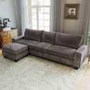 112 Convertible Storage Sectional Sofa,L Shaped Couch with Storage Ottoman,Multi-Functional Reversible Sofa with Huge Storage Space, Breathable Fabric(Dark Grey)