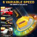 Brushless Cordless Buffer Polisher Compatible with Dewalt 20V Battery(Tool Only) - 15mm Dual Action | 10000RPM High Power | 6-Speed ControlPolisher with 6 Buffing Pads for Car Detailing Polishing