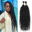 Water Wave Bulk Human Hair 100% Unprocessed Brazilian Virgin Human Hair Extensions Bundles for Braiding Hair Wet and Wave Micro Human Hair (1Pack-2PCS, 20inch, Natural Black)