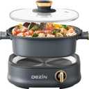 Dezin Electric Shabu Shabu Pot - 3L Non-Stick Hot Pot with Dual-Power Control, Tempered Glass Lid for Parties and Gatherings