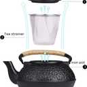 Sotya Cast Iron Teapot, 40oz/1200ml Japanese Tetsubin Tea Pot with Infuser for Loose Leaf and Tea Bags, Tea Kettle Coated with Enameled Interior for Stove Top, Black