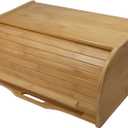 Large bread box bread basket wooden box storage boxes kitchen counter organizer, roll top breadbox. bread boxes for kitchen countertop. Bamboo wooden boxes. (Natural)
