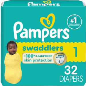 Pampers Baby Diapers - Swaddlers - Size 1, 32 Count, Ultra Absorbent Disposable Infant Diaper