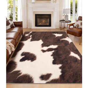 YIHOUSE 6‘x9' Washable Cowhide Rug, Cow Print Area Rug for Living Room