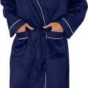 Vulcanodon Mens Satin Robe Lightweight,Men's Luxurious Silk Kimono Bathrobe (XX-Large-3X-Large, Navy)