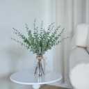 VIERENA 17.5" Artificial Eucalyptus Stems in Glass Vase with Faux Water,Fake Plant Eucalyptus Leaves White Seeds for Centerpiece Table Decorations Farmhouse Wedding Home Greenery Decor (Sage Green)