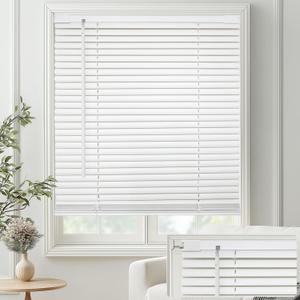 MYshade No-Drill Cordless Horizontal Mini Blinds – 35" W x 64" H Tool-Free Inside Mount Window Blinds with 1" Vinyl Slats, Light Filtering & Privacy, Child & Pet Safe, White