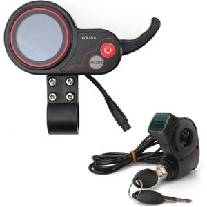 QS-S4 36V-60V Thumb Throttle LCD Display with Ignition Lock Key Fit for Zero 8 9 10 8X 10X Electric Scooters, 6PIN Display Meter E-Scooter Parts