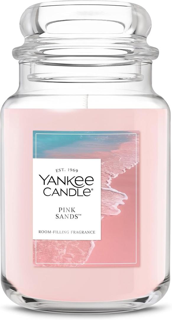 Yankee Candle Pink Sands, Scented Candle, 22oz Large Jar with up to 150 Hour Burn Time, Giftable, Birthdays
