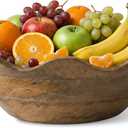 Mela Artisans 12-Inch Mango Wood Scalloped Bowl - Hand-Finished Decorative Serving and Fruit Bowl with Natural Grain for Kitchen Counter, Snacks, Desserts, Bread and Home Decor Centerpiece (Large (Single))