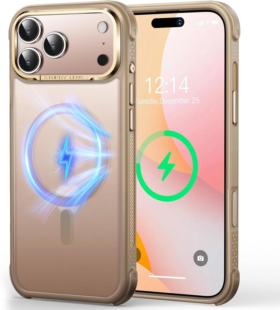 Mist-Armor Designed for iPhone 17 Pro Max Case, [Fit for Mag Safe] [Non-Slip Edge] Military Grade Protective Bumper Silicone Matte Phone Case Cover for iPhone 17 Promax 6.9" Men Women, Gold