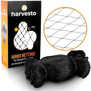 Harvesto Heavy Duty Bird Netting for Chicken Coops & Runs | Tree & Garden Netting Mesh 1-1/2" | Keep Hawks, Birds & Predators Away | Bird Netting for Blueberry Bushes, Vegetables & Fruit (25' x 50’), Black
