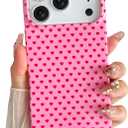 Skyseaco for iPhone 17 Pro Max Case Cute Heart Phone Case Soft Slim TPU Shockproof Phone Cover for Women Girls - Red and Pink