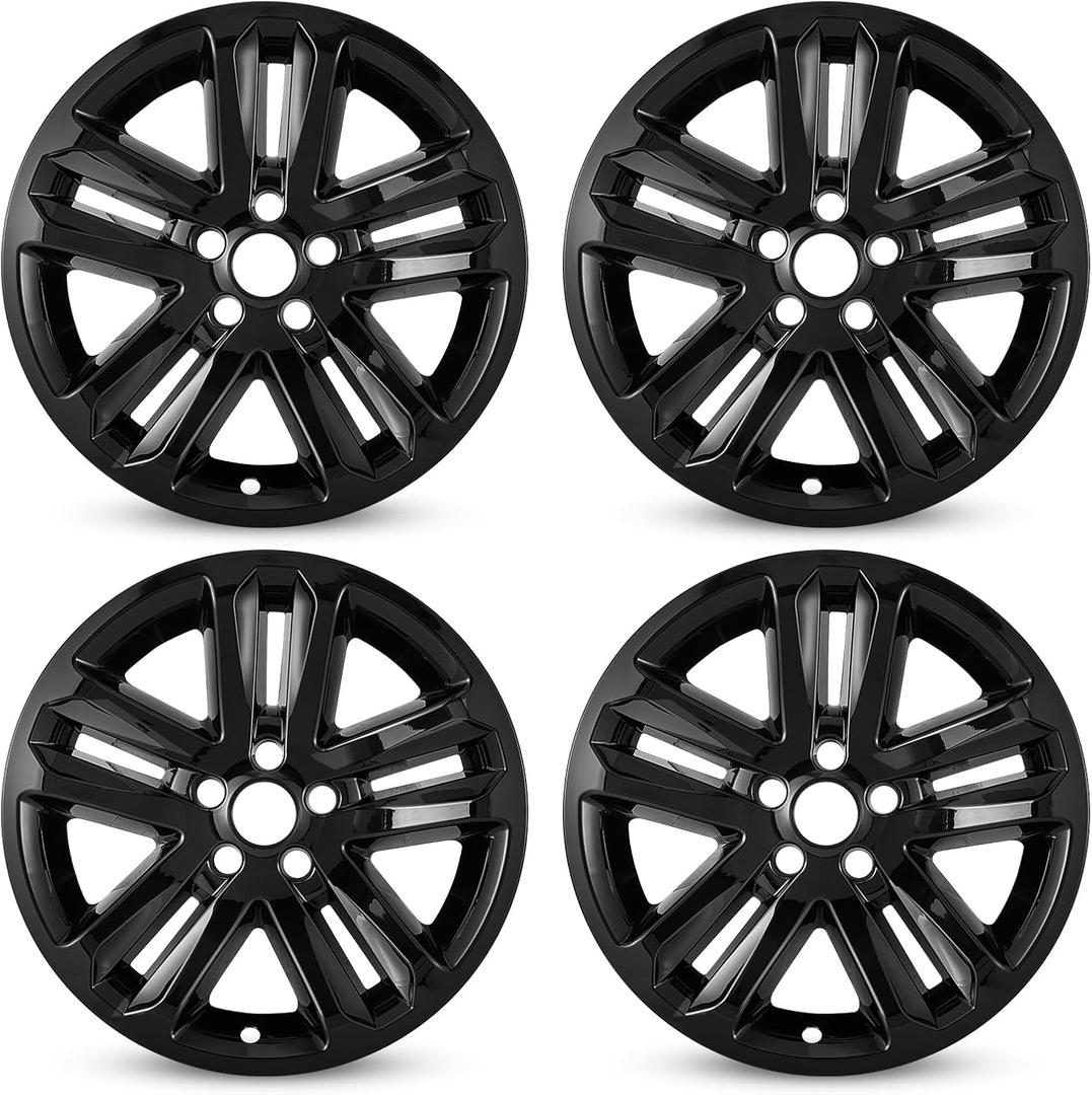 18 Inch Wheel Skins for 2011-2017 Ford Explorer Alloy Wheels, ABS Plastic Wheel Covers for 11-17 Ford Explorer - Glossy Black Set of 4
