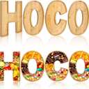 Weysat 4 Pcs 12" Hoco Letters Food Trays 2025 Homecoming Decorations Hoco Party Supplies Wooden Charcuterie Board for Homecoming Football Game Party Favor Berry Cheese Vegetable Food Candy Dish Plate