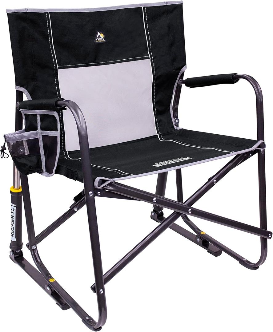 GCI Outdoor Freestyle Rocker XL Portable Folding Rocking Chair and Outdoor Camping Chair (Black)