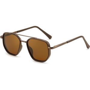 FEISEDY Polarized Aviator Sunglasses for Men Square Retro Metal Frame UV 400 Protection TAC Lens B0329
