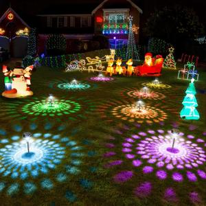 Kingsyard 8 Pack Solar Pathway Lights Outdoor Waterproof IP67, Bright Color Changing & Cool White LED Solar Lights for Outside Garden Yard Landscape Path Christmas Walkway Decor