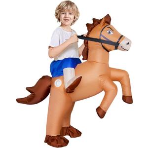 Stegosaurus Inflatable Horse Costume for Kids Halloween Riding a Horse Cowboy Costumes Funny Blow up Costumes for Boys Girls Cosplay Party