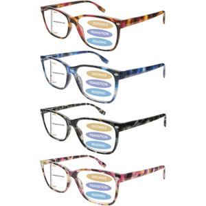 Progressive Multifocal Reading Glasses Blue Light Blocking Spring Hinge Readers Pattern Print Eyeglasses for Women