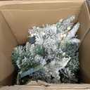 7ft Snow Flocked Hinged Christmas Tree w/Berries & Poinsettia Flowers