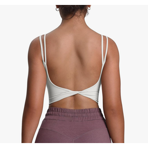 Aoxjox Women's Workout Sports Bras Fitness Yoga Crop Tank Twist Back Cami M