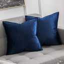 MIULEE Pack of 2 Navy Blue Decorative Velvet Throw Pillow Cover Soft Pillowcase Solid Square Cushion Case for Sofa Bedroom Car 24x24 Inch 60x60 Cm (24" x 24" (Pack of 2))