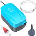 Pawfly Aquarium 15-40 GPH Compact Air Pump Quiet Oxygen Aerator Pump with Air Stone/Nano Bio Sponge Filter Airline Tubing and Check Valve Accessories for 3-20 Gallon Buckets and Fish Tanks