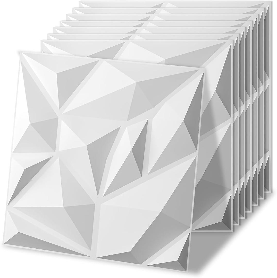 Art3d 20 Pack Decorative 3D Wall Panels, 19 Sq.Feet PVC Interior Wall Dcor, 11.8"x11.8", White