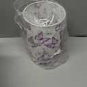 Butterfly Lamp, Butterfly Lamps for Girls Bedroom,3 Color Night Light Wood Nightstand Desk Base Flaxen Fabric Shade for Bedroom Living Room, Butterflys Lovers Gifts, LED Bulb Includedpurple lamp