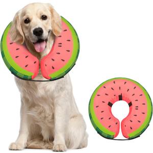 MIDOG Soft Inflatable Dog Cone, Donut E-Collar Alternative for After Surgery, Prevents Licking, Allowing Normal Eating & Vision, Comfortable Recovery Collar for Small Medium Large Dogs & Cats, Red-L