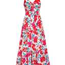 GRACE KARIN Women's 2025 Summer Maxi Dress Floral Tie Front Spaghetti Strap Casual Boho Beach Flowy Sundress with Pockets L