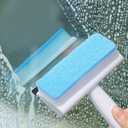 Baluue Double-Sided Window Cleaner 2-in-1 Squeegee and Scrubber Sponge for Car Windshield Mirrors and Shower Tiles 7.28 Inch Handheld Glass Cleaning Brush