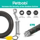 Petbobi Dog Tie-Out Cable and Stake - 40ft Heavy Duty Cable with Spring, No Tangle, 16in Ground Stake, Ideal for Yard, Camping and Beach, Suitable for Medium to Large Dogs Up to 120 lbs, Black