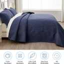Qucover Alaska King Bedspread 132x 120, Oversized King Bedspread Extra Wide, 3 Piece Soft Microfiber Lightweight Oversized King Quilts Bedding Set, Quilting Paisley Pattern, with Pillow Shams, Navy