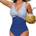 Holipick Women Tummy Control One Piece Swimsuit - Push Up Bathing Suit Full Coverage Slimming Swimwear L