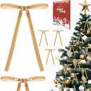 30Pcs Velvet Bows for Christmas Tree - Khaki Small Christmas Tree Bows, Vintage Ribbon Bows for Garland, Wreath, Fireplace, Door, Gift Wrapping, Holiday Bows Ornaments for Xmas (5  7 Inch)