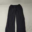 Lands' End Women's Relaxed Fit Sport Knit High Rise Pants - Soft Cotton Pull-On with Elastic Waist (Medium, Black)